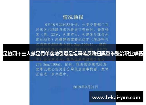足协四十三人禁足罚单落地引爆足坛震荡反赌扫黑重拳整治职业联赛